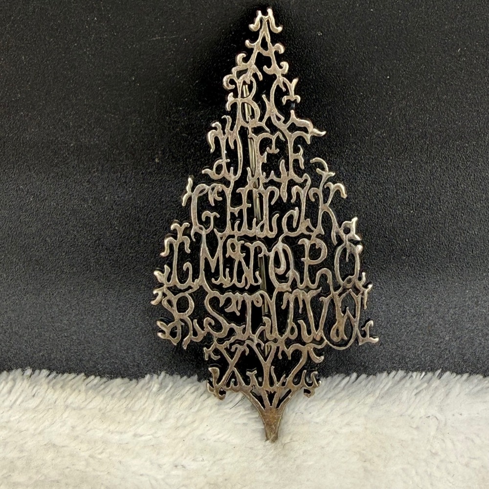 Vintage Shelburne Museum Brooch Sterling Silver C&C Alphabet Tree Brooch Gothic